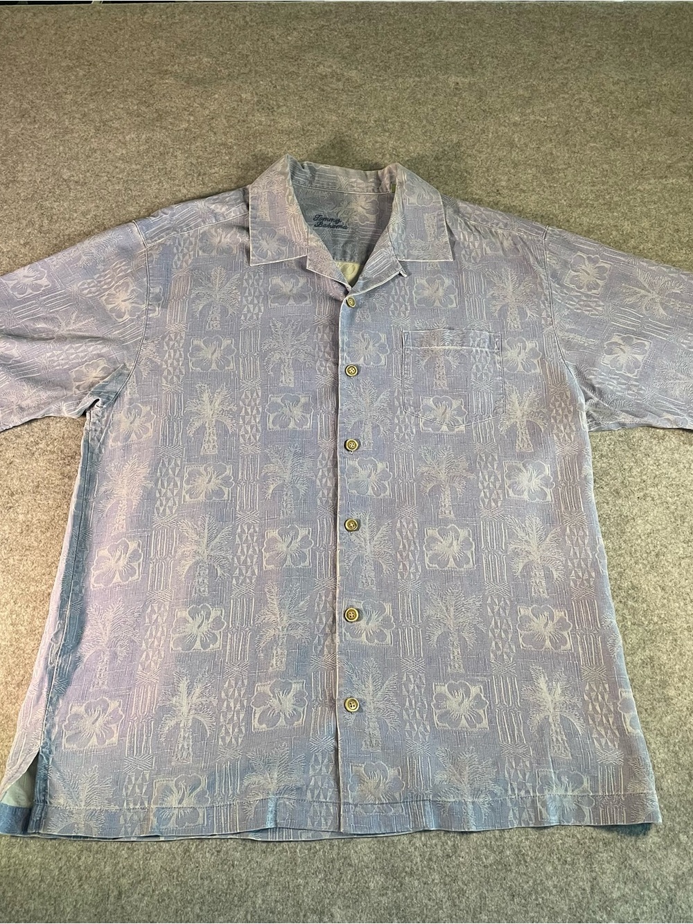 Tommy Bahama blue Floral Jacquard Short-Sleeve Camp Shirt
